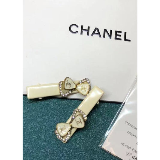 Chanel Hairpin LA Collection  Cream Bow Rhinestones CC