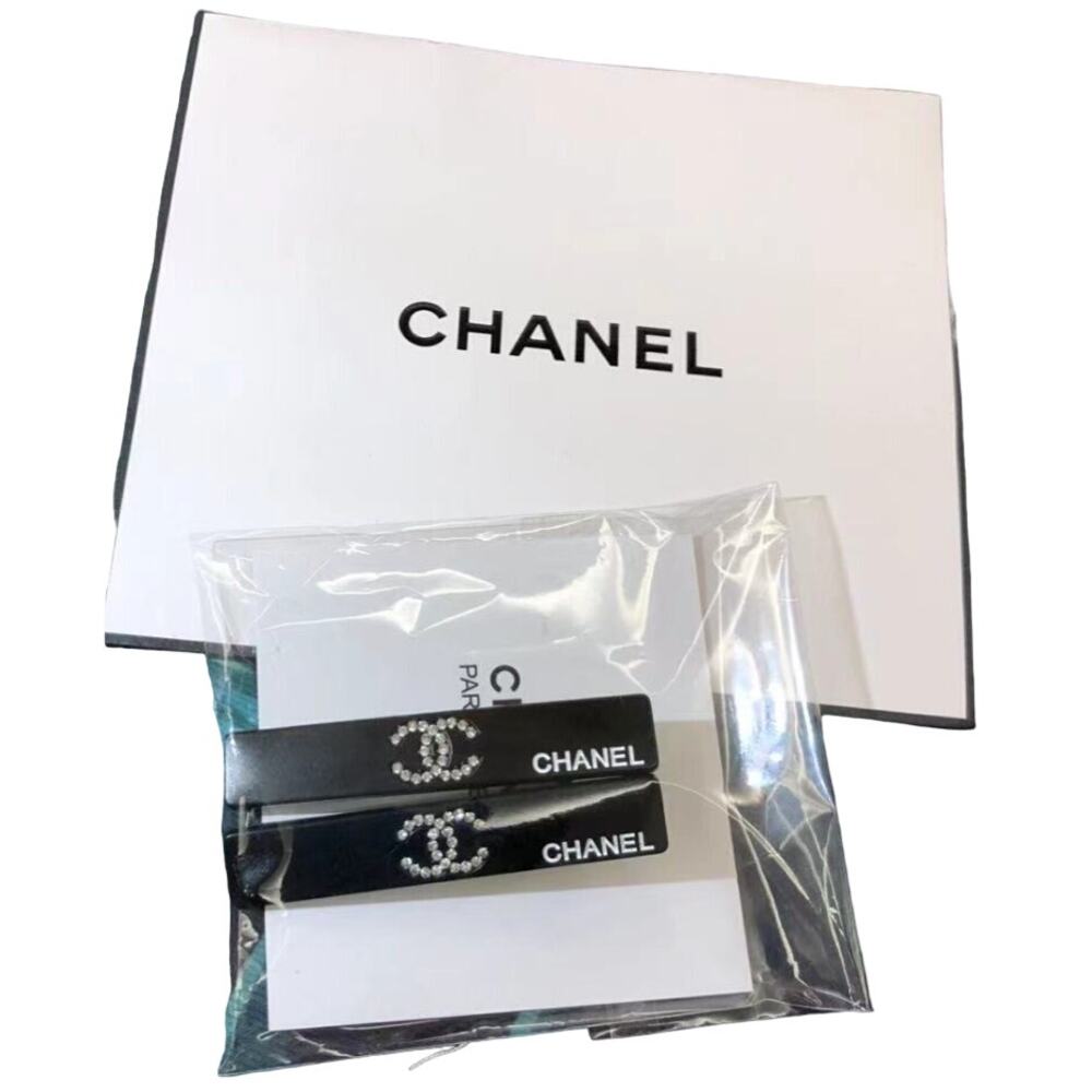 Chanel Hairpin LA Collection Black W Double CC W Rhinestones