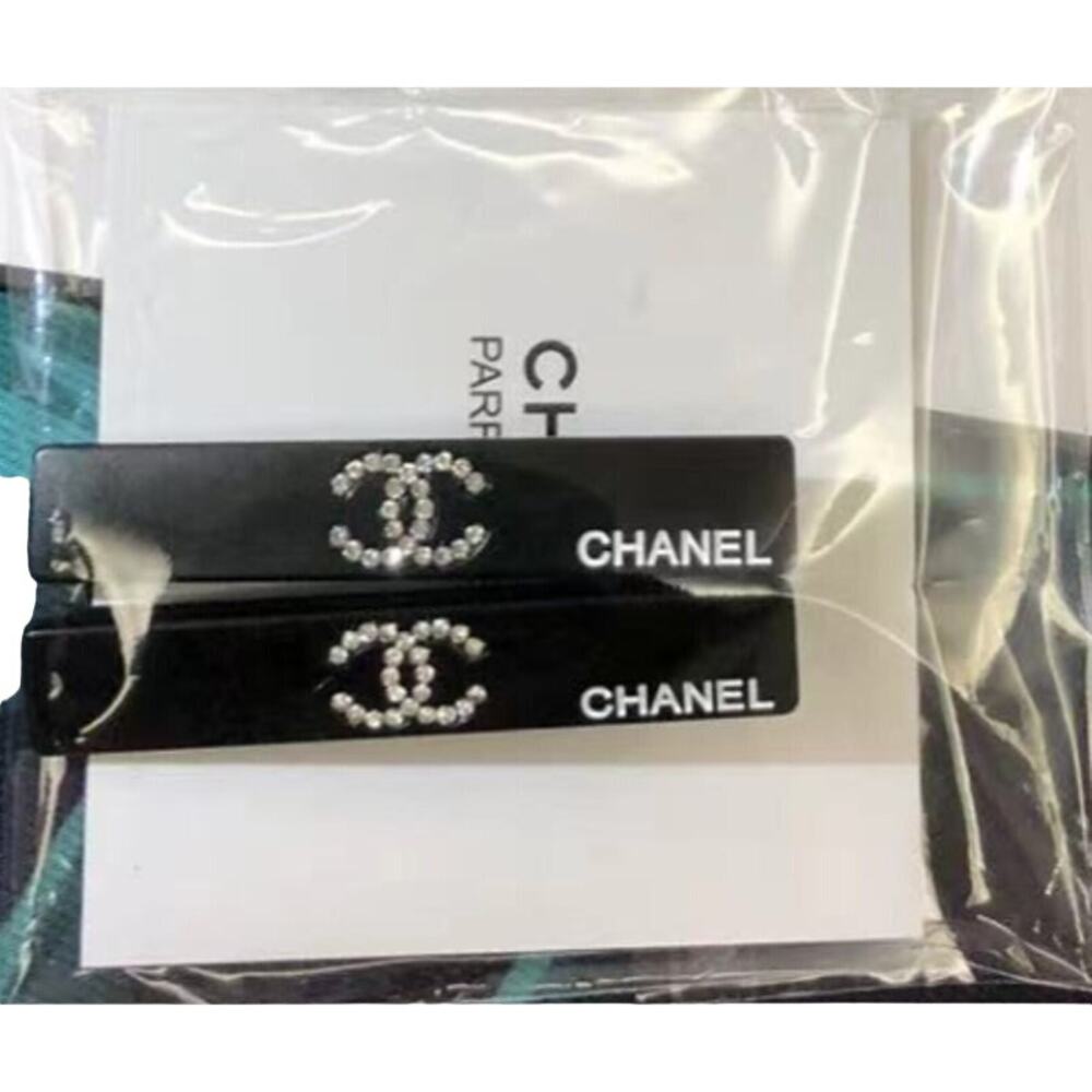 Chanel Hairpin LA Collection Black W Double CC W Rhinestones