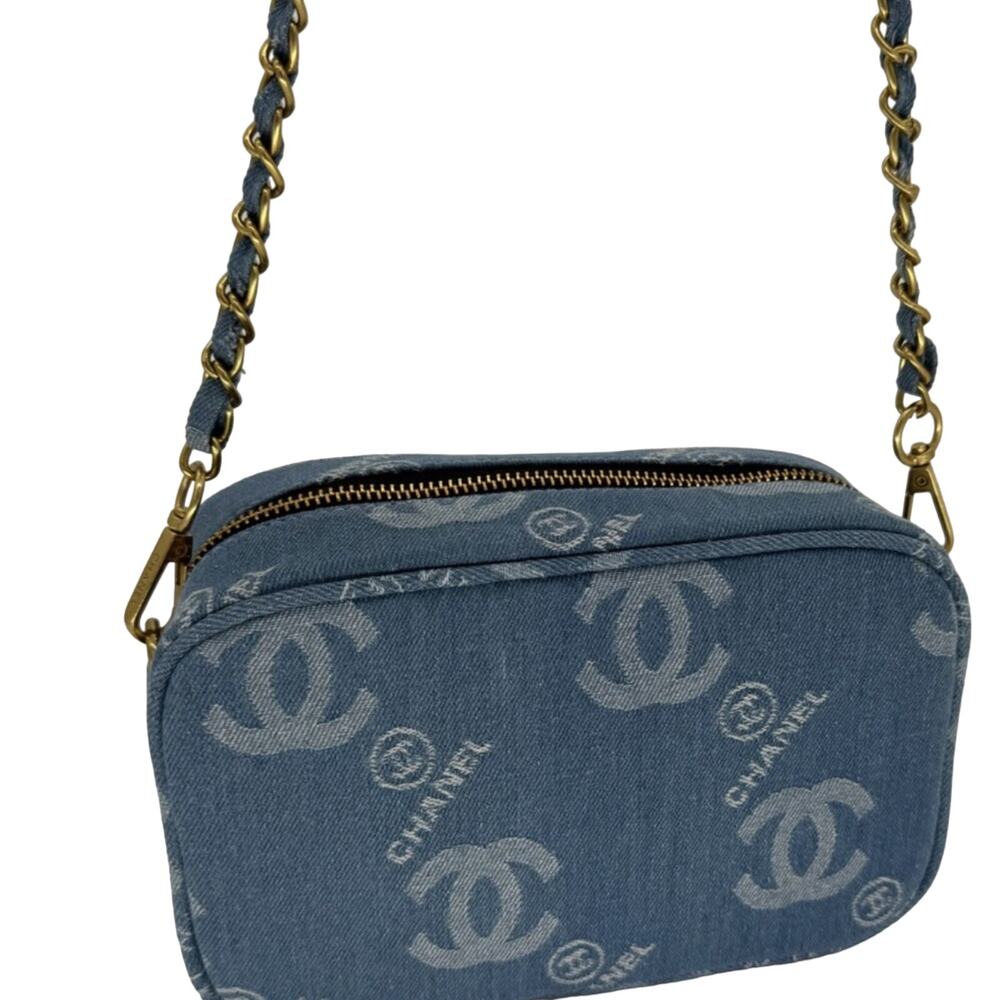 Denim BLACK / BLUE Makeup Bag with Chains Beaute CHANEL VIP Gift