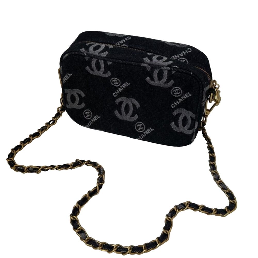 Denim BLACK / BLUE Makeup Bag with Chains Beaute CHANEL VIP Gift