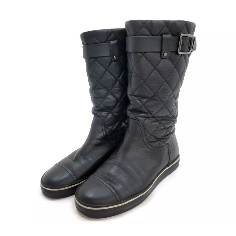 Chanel Calfskin Interlocking CC Boots 35 EUC