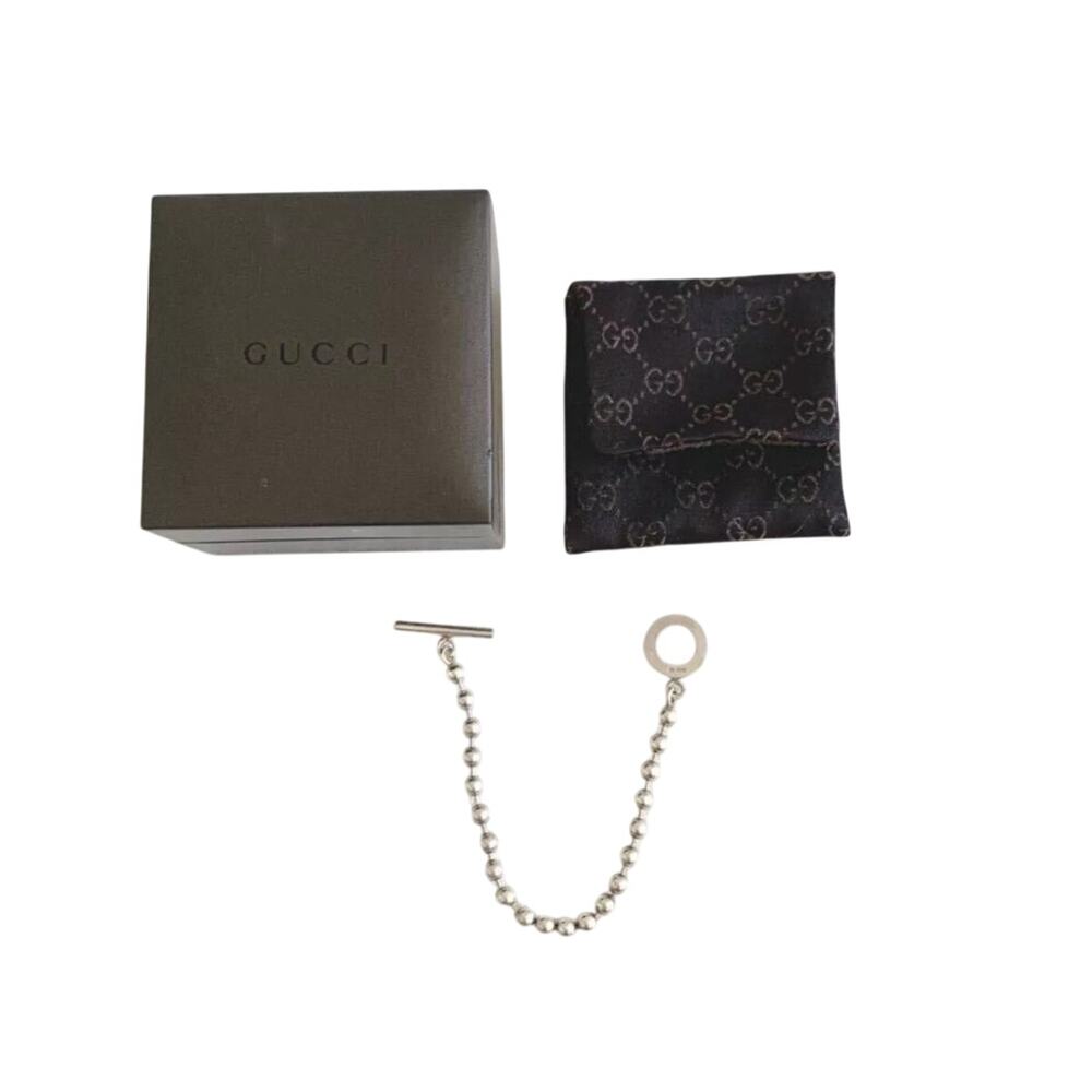 GUCCI Sterling Silver Ball Chain Bracelet Silver 925 W/Box