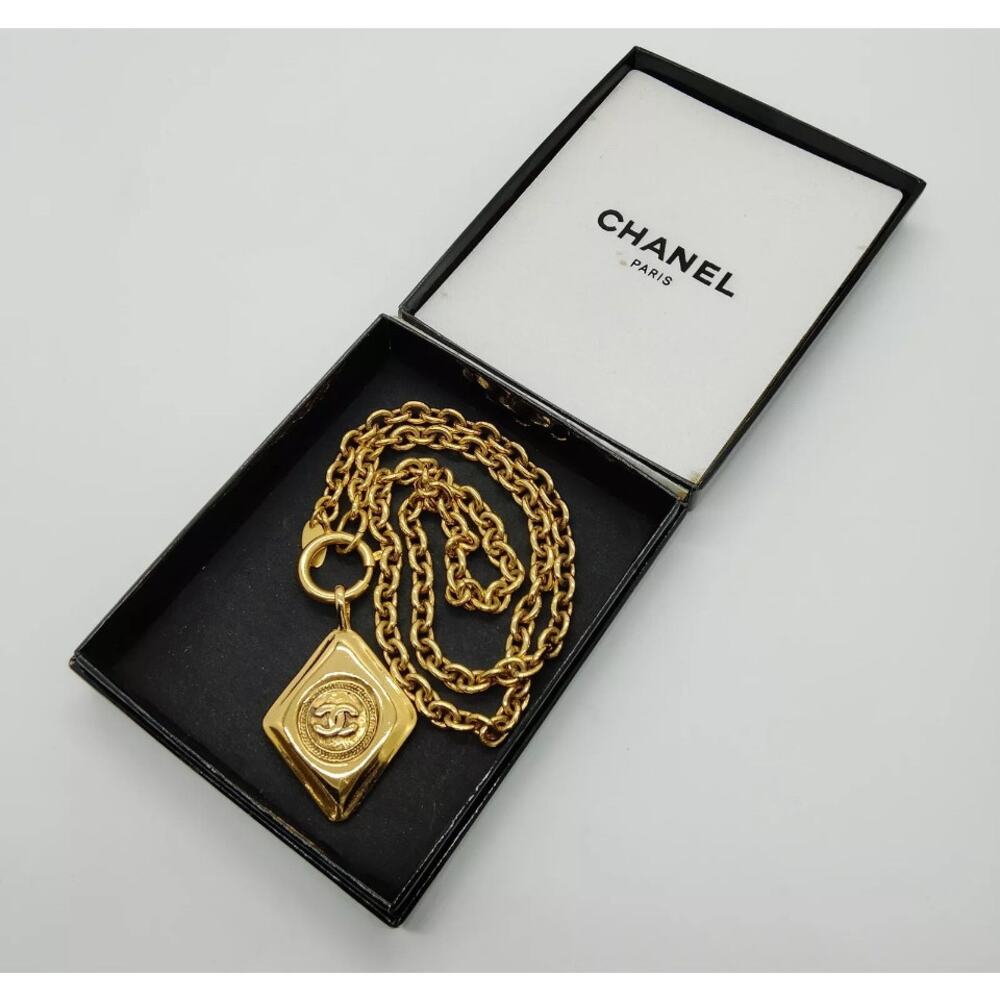 CHANEL Cocomark Diamond Necklace Gold Plated