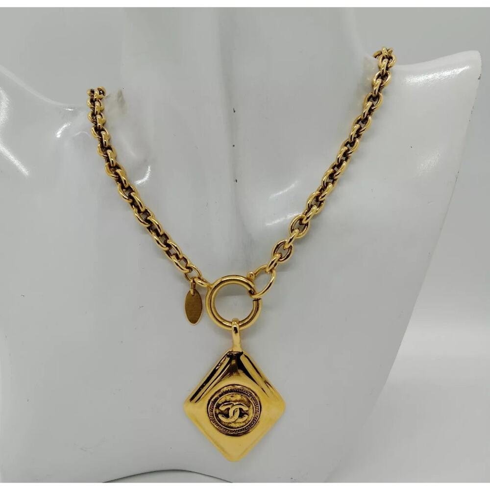 CHANEL Cocomark Diamond Necklace Gold Plated