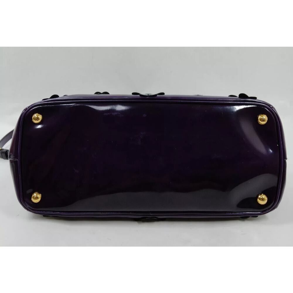 Prada Double Zip Medium Galleria in Plum Floral Applique Patent Leather