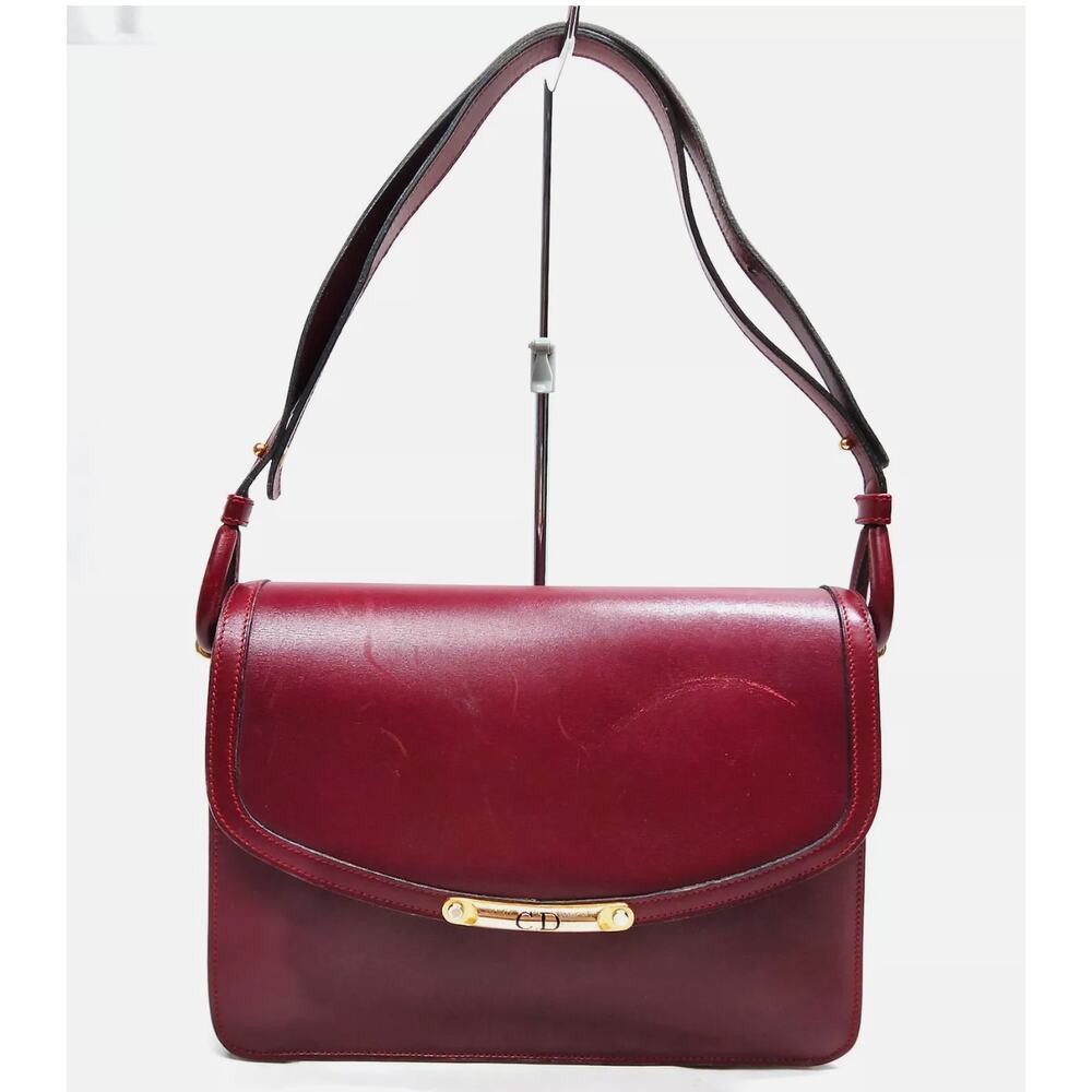 Christian Dior Vintage Shoulder Bag Bordeaux Leather