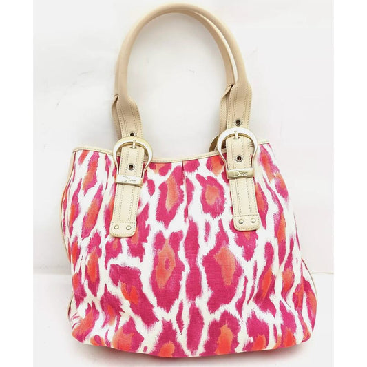 Christian Dior Fuchsia and Orange Leopard Canvas Tote PRISTINE