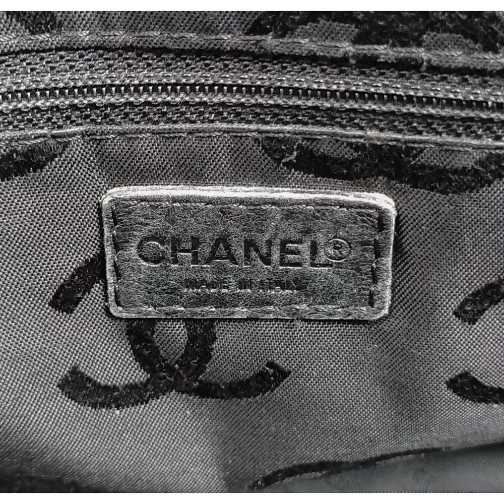 CHANEL Calf Skin Leather Wild Stitch Black Tote Bag Handbag