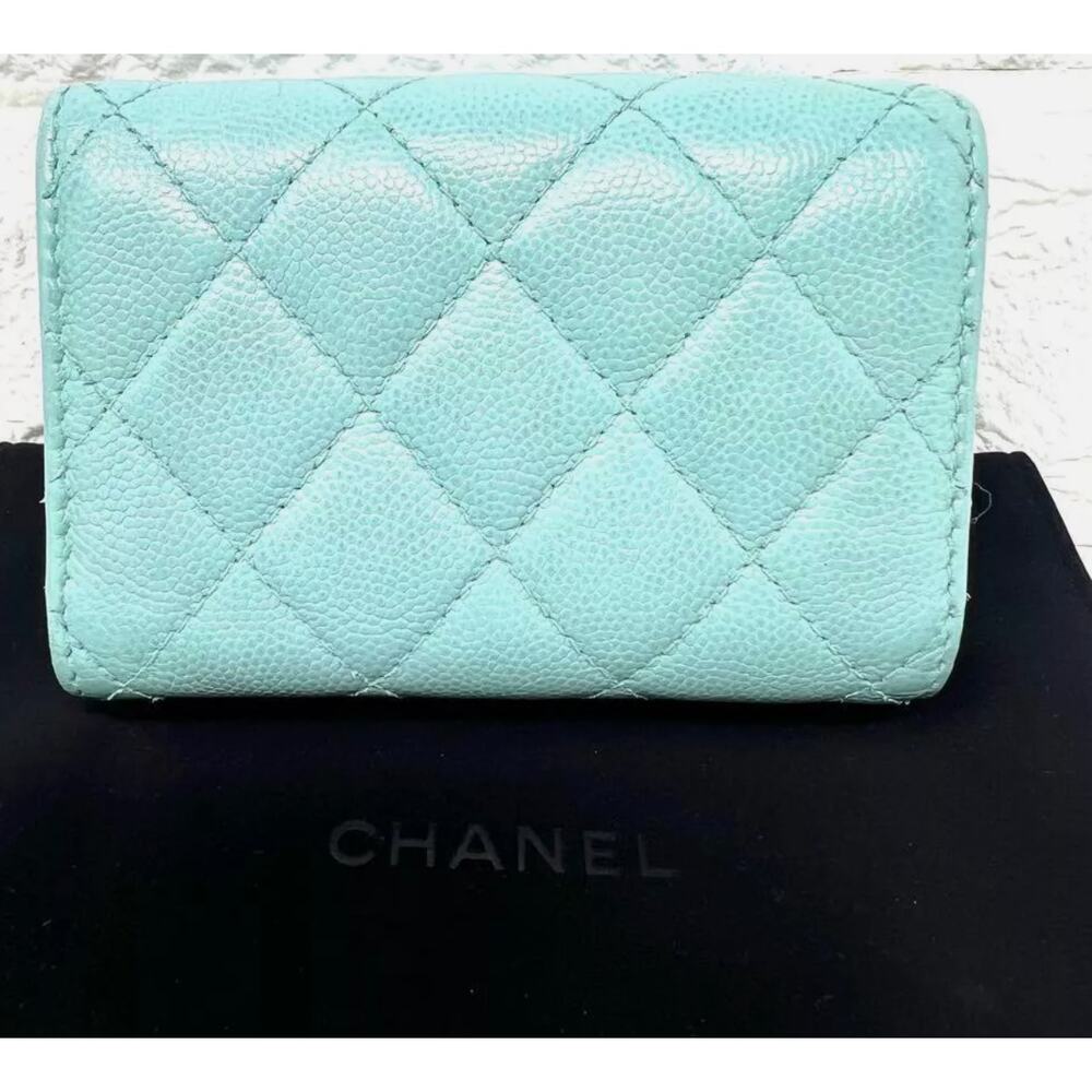 CHANEL Blue Leather Matelasse Mini Wallet  Excellent+