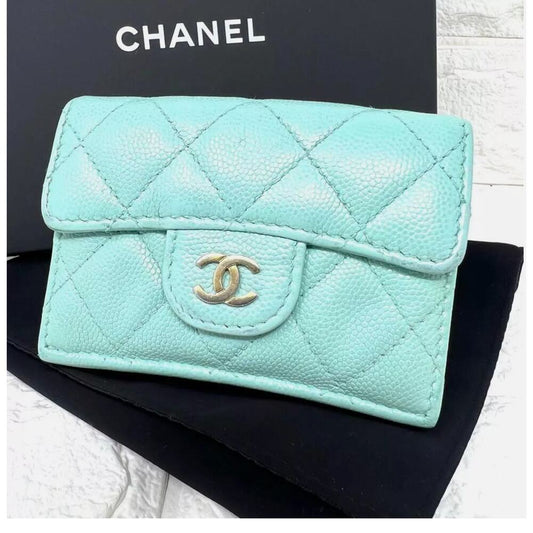 CHANEL Blue Leather Matelasse Mini Wallet  Excellent+