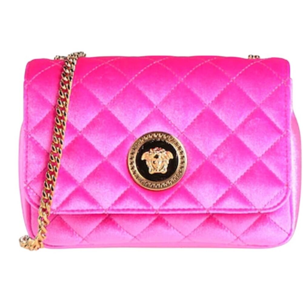 Versace La Medusa icon velvet pink Barbie leather crossbody bag NEW