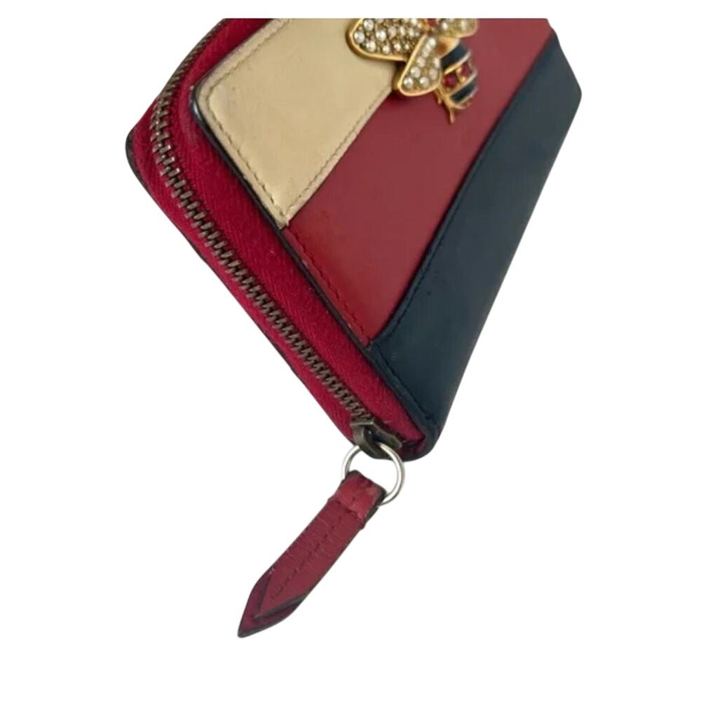 GUCCI Queen Margaret Bee-embellished Leather Zip Around Wallet