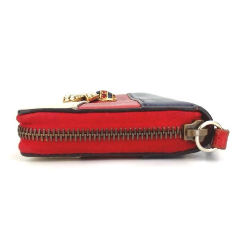 GUCCI Queen Margaret Bee-embellished Leather Zip Around Wallet
