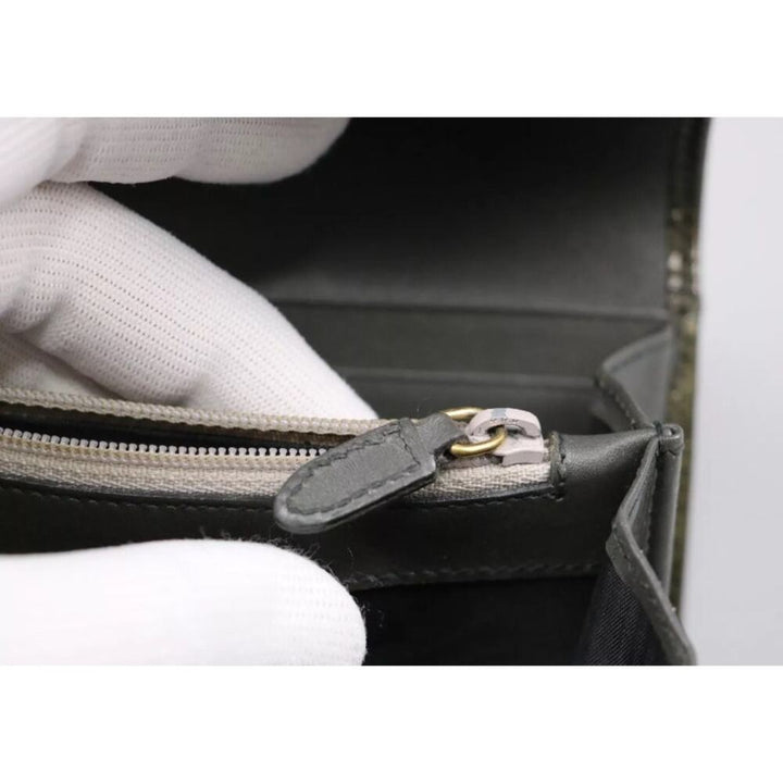 YVES SAINT LAURENT Vintage Used Green Patent Leather Long Wallet