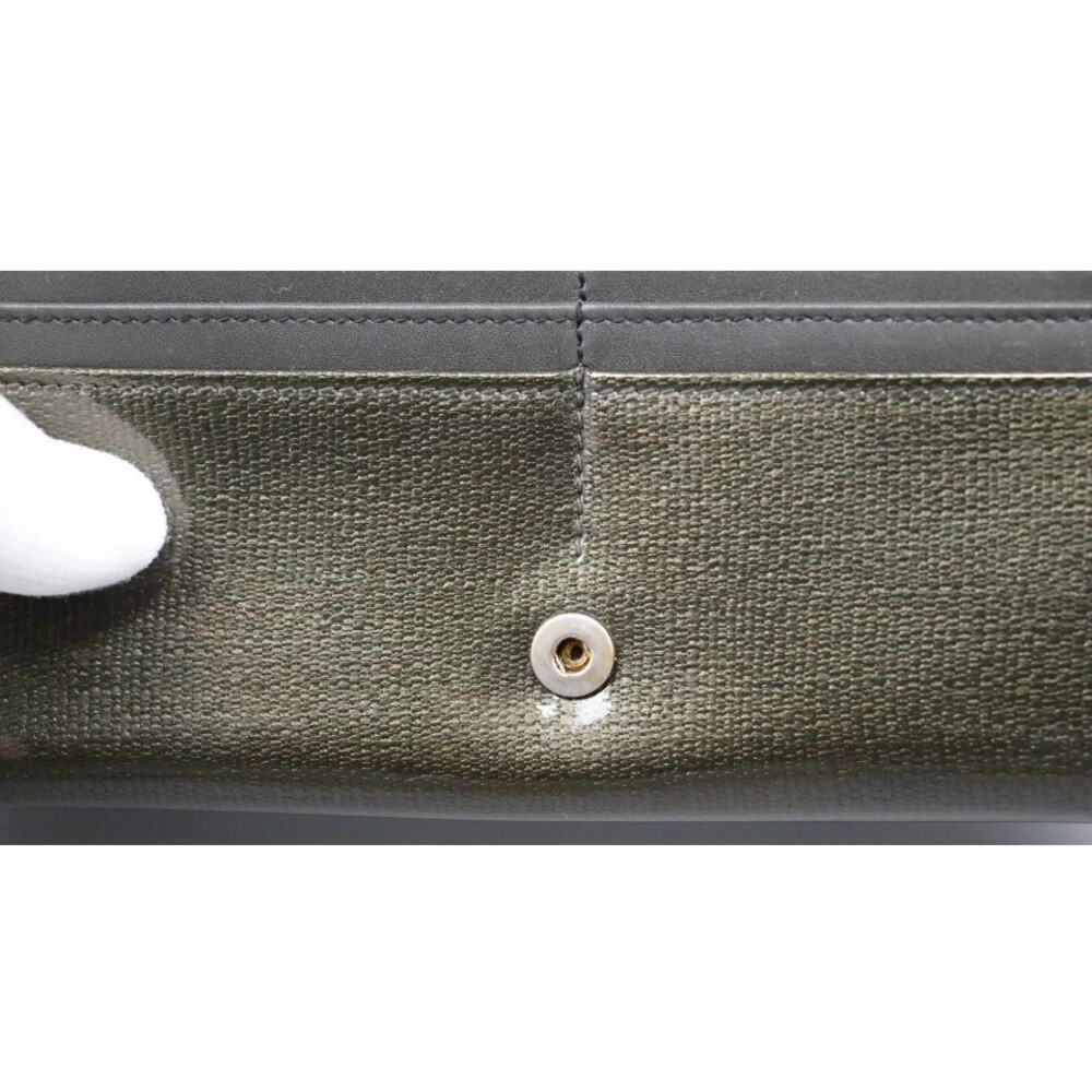 YVES SAINT LAURENT Vintage Used Green Patent Leather Long Wallet