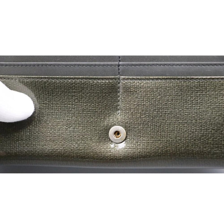 YVES SAINT LAURENT Vintage Used Green Patent Leather Long Wallet