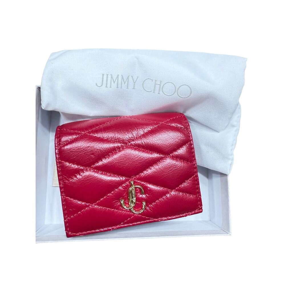 RARE JIMMY CHOO FARONE RASPBERRY CARD WALLET FULL INCLUSION