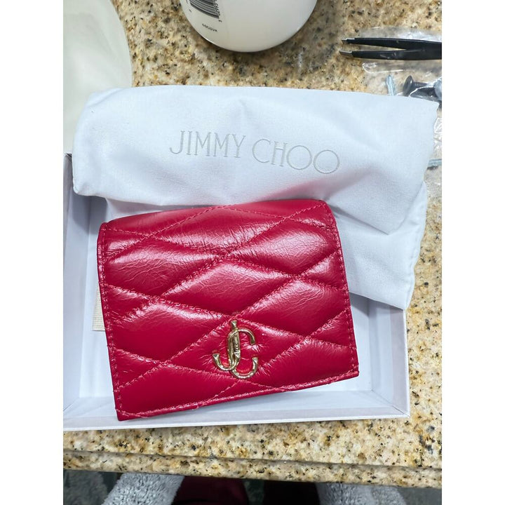 RARE JIMMY CHOO FARONE RASPBERRY CARD WALLET FULL INCLUSION