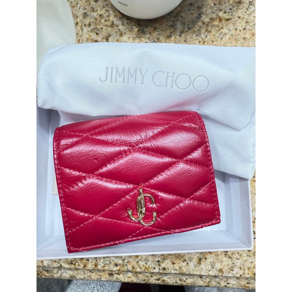 RARE JIMMY CHOO FARONE RASPBERRY CARD WALLET FULL INCLUSION