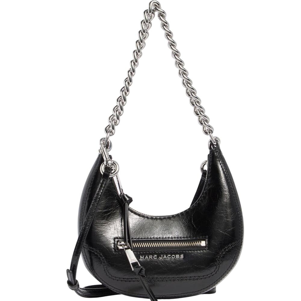 Marc Jacob’s Mini Crescent leather Crossbody Bag Black with Silver Hardware