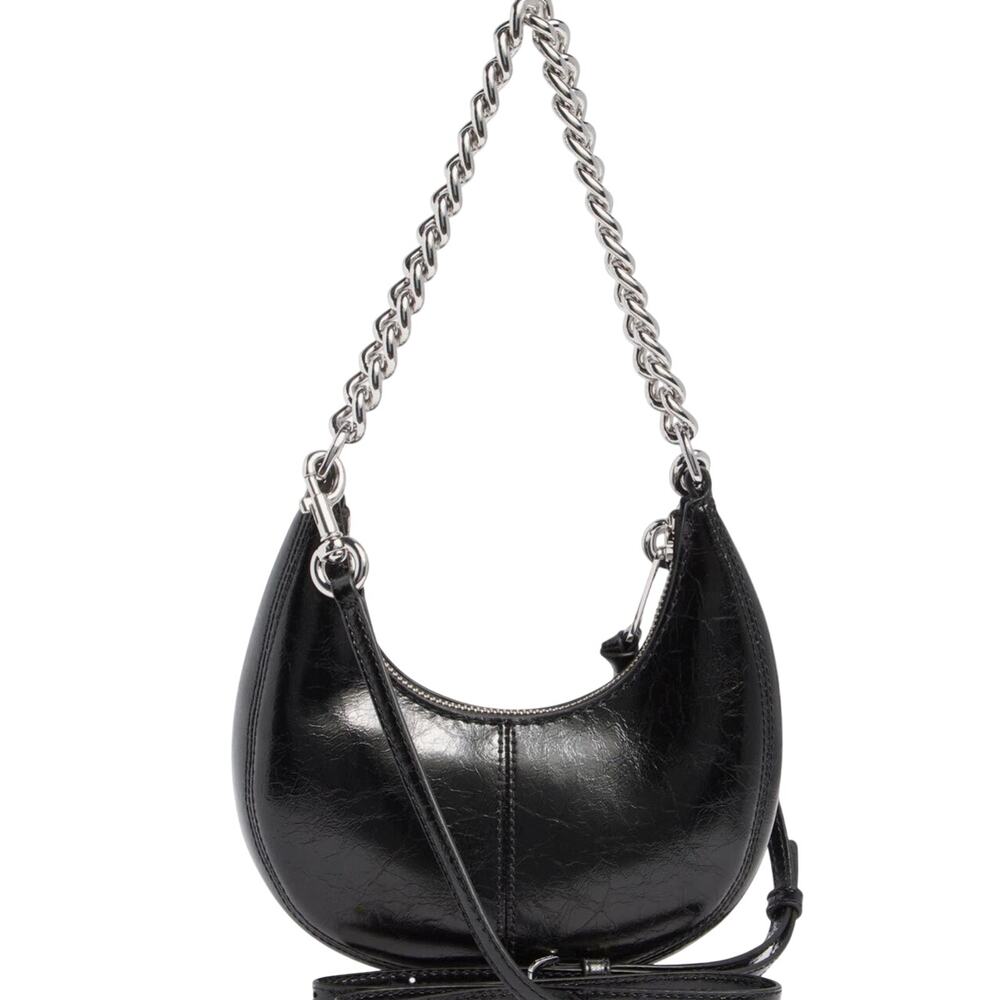 Marc Jacob’s Mini Crescent leather Crossbody Bag Black with Silver Hardware