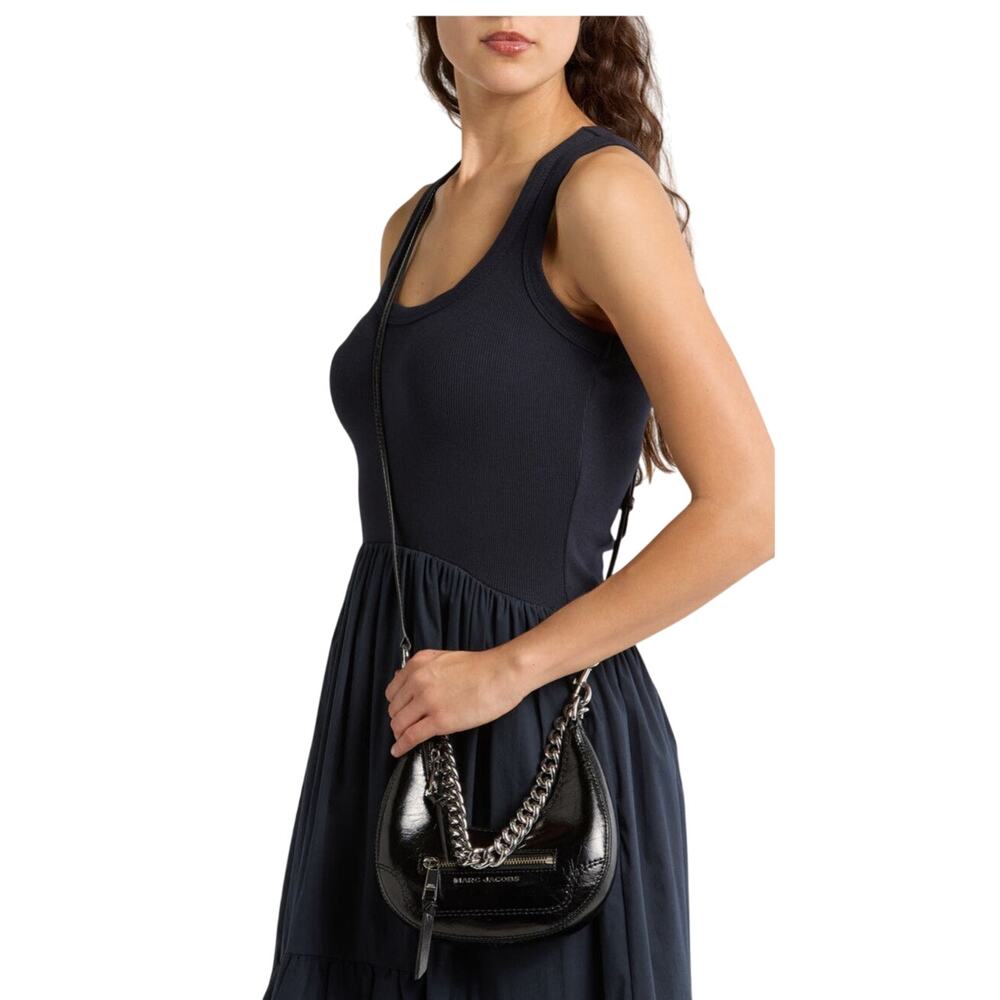 Marc Jacob’s Mini Crescent leather Crossbody Bag Black with Silver Hardware