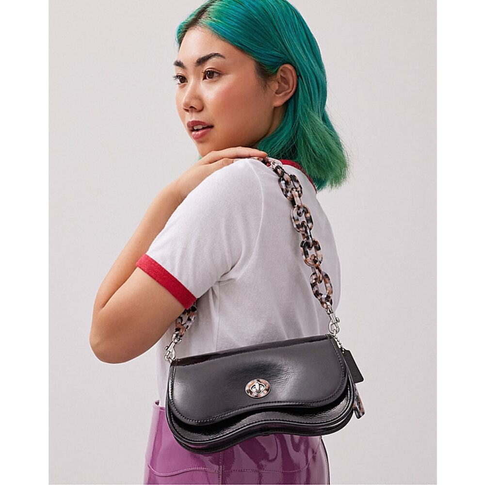 NWTB Wavy Dinky Bag In Crinkle Patent Coachtopia Leather