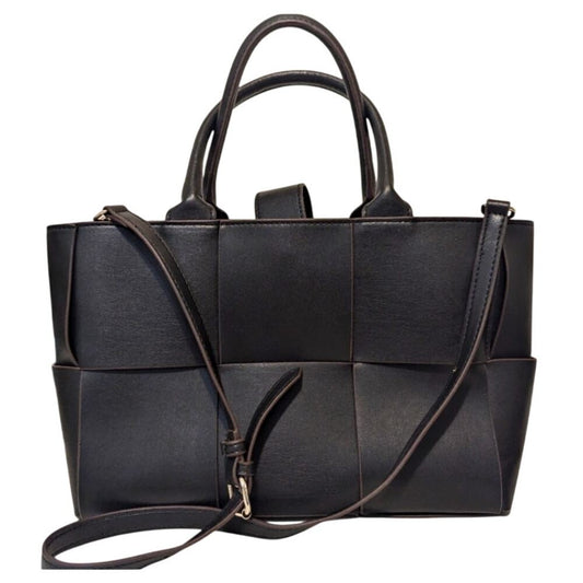 Elegant Woven Leather Black Handbag Worthington