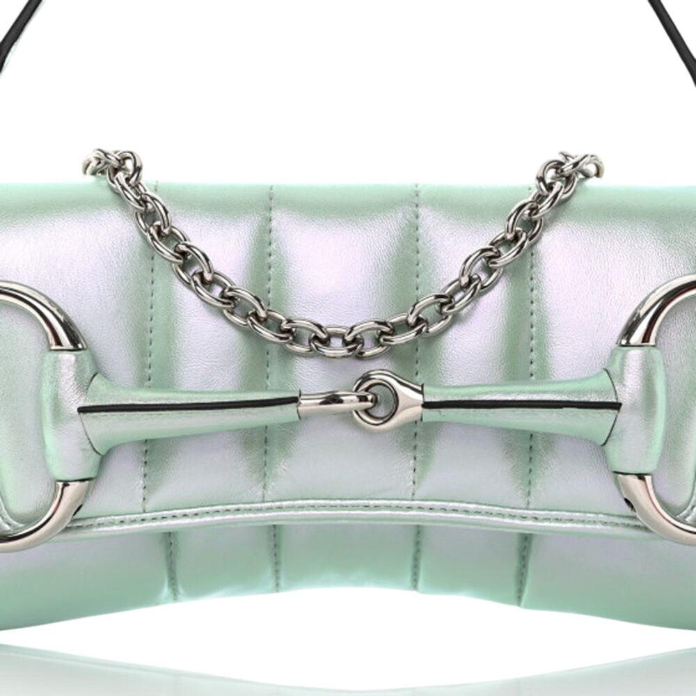 Limited EditionGucci Horsebit Chain lambskin iridescent shoulder bag4.5H10.6W2D